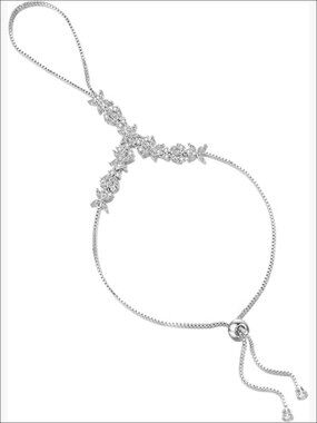 Cubic Zirconia Adjustable Statement Bracelet Hand Chain Ring Jewelry